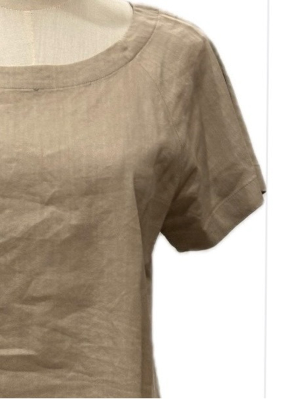 Theory NWOT Linen Blend Lace Up Back Neutral Beige Short Sleeves Dress 6 - Picture 3 of 9